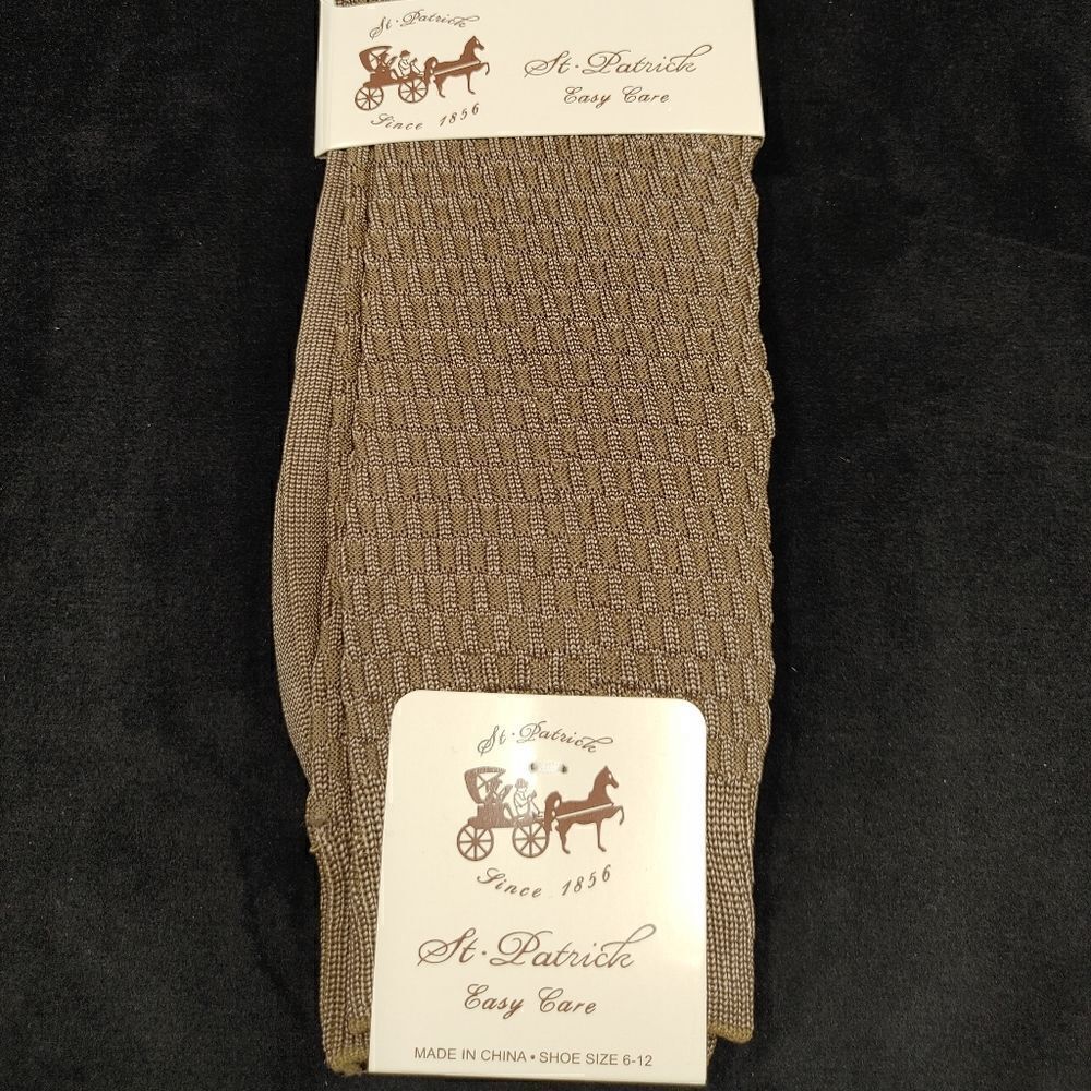 MEN'S ST. PATRICK TAUPE SILKY DRESS SOCKS FASHION COLORS.